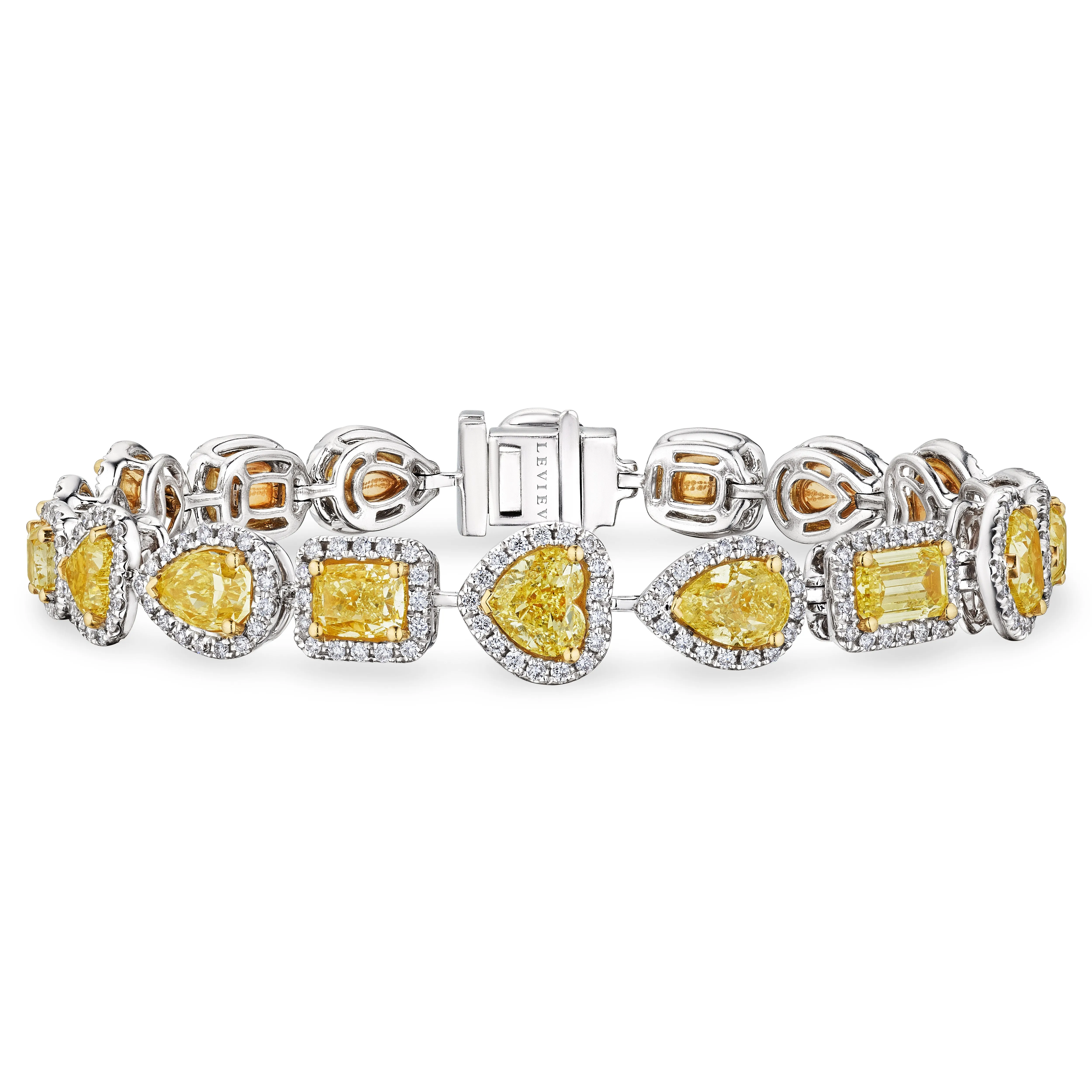 Multi-Shaped Fancy Yellow Diamond Bracelet, 14 CT