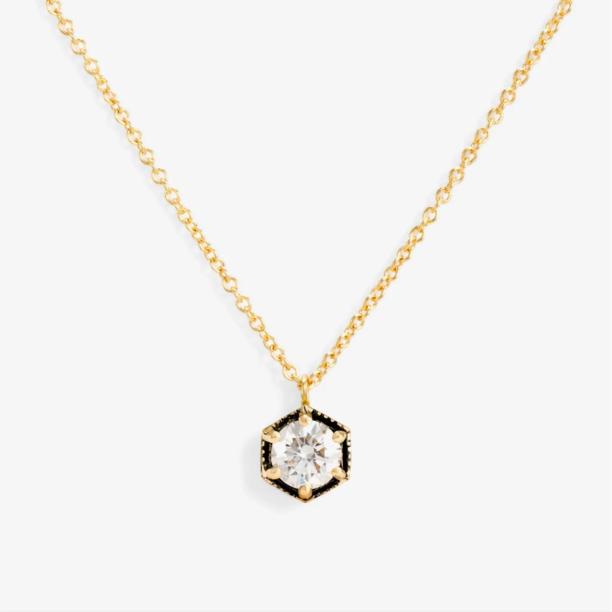 N9905W | 4.5mm White Diamond Hexagon Necklace