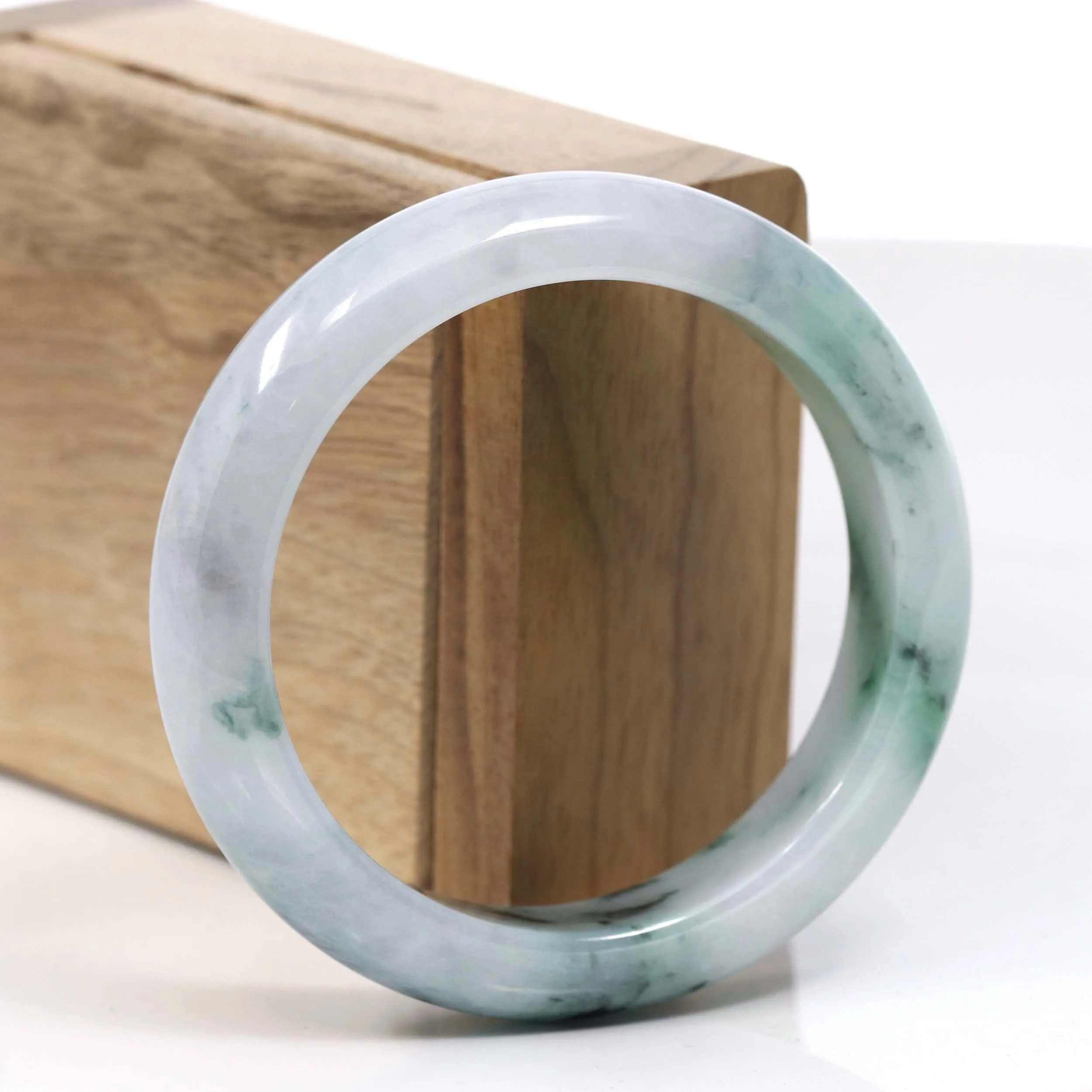 Natural Burmese Blue-green Jadeite Jade Bangle Bracelet (55.38mm)#T005