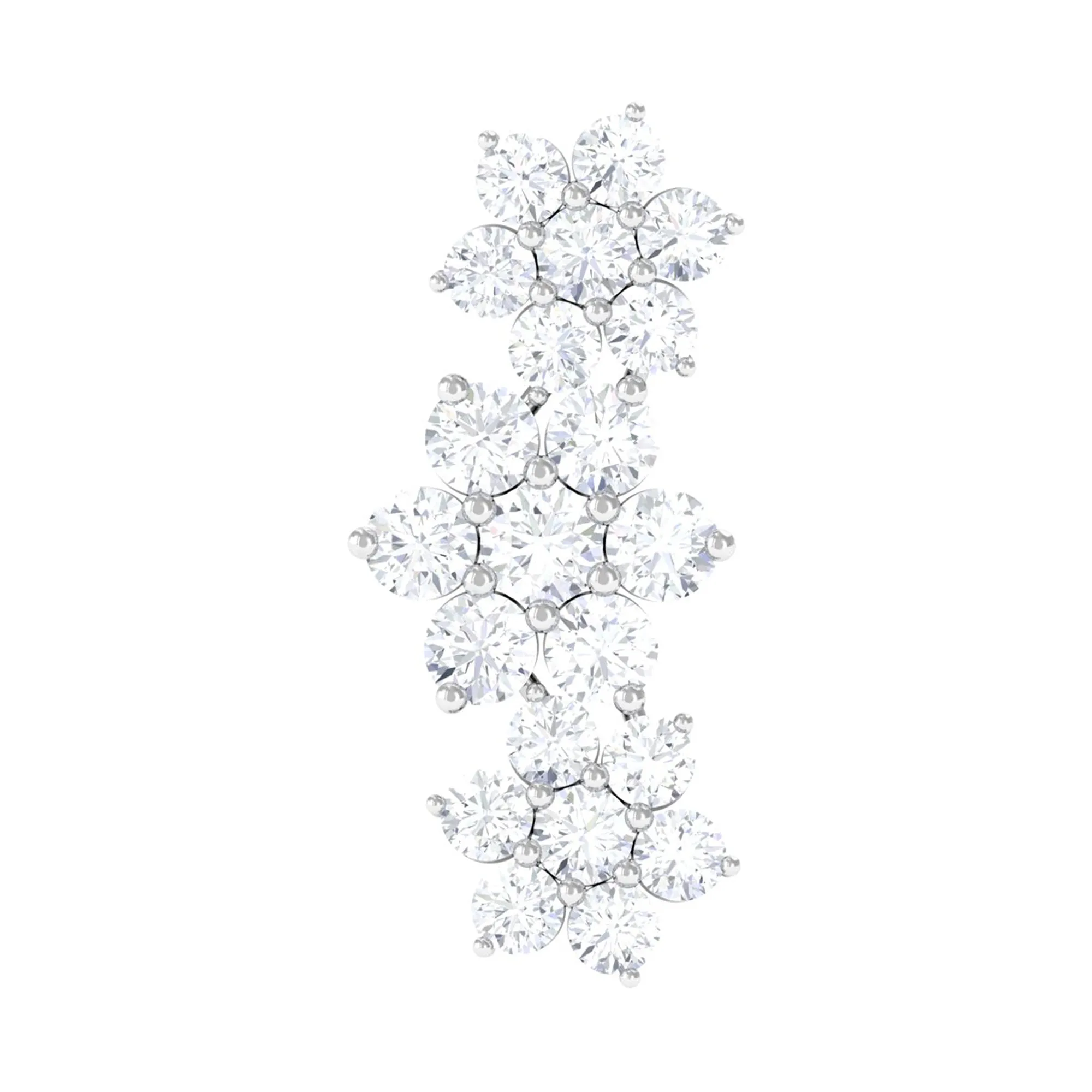 Natural Diamond Flower Crawler Cartilage Earring