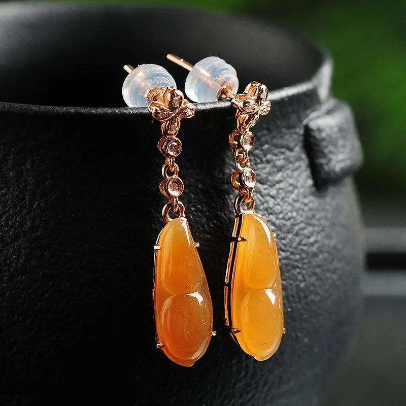 Natural Jade Earrings Jadeite Gold Earrings EG23