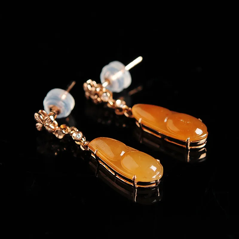 Natural Jade Earrings Jadeite Gold Earrings EG23