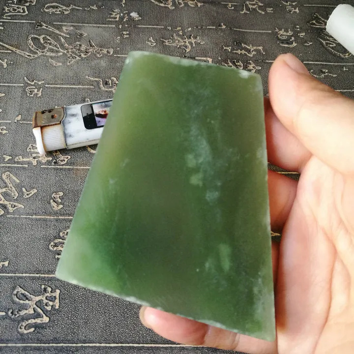 Natural Kunlun Jade Rough Nephrite Raw (99g, 7.5X7X0.6cm)