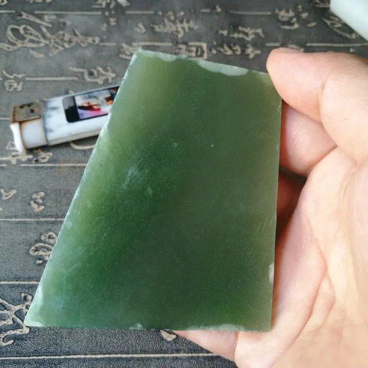 Natural Kunlun Jade Rough Nephrite Raw (99g, 7.5X7X0.6cm)