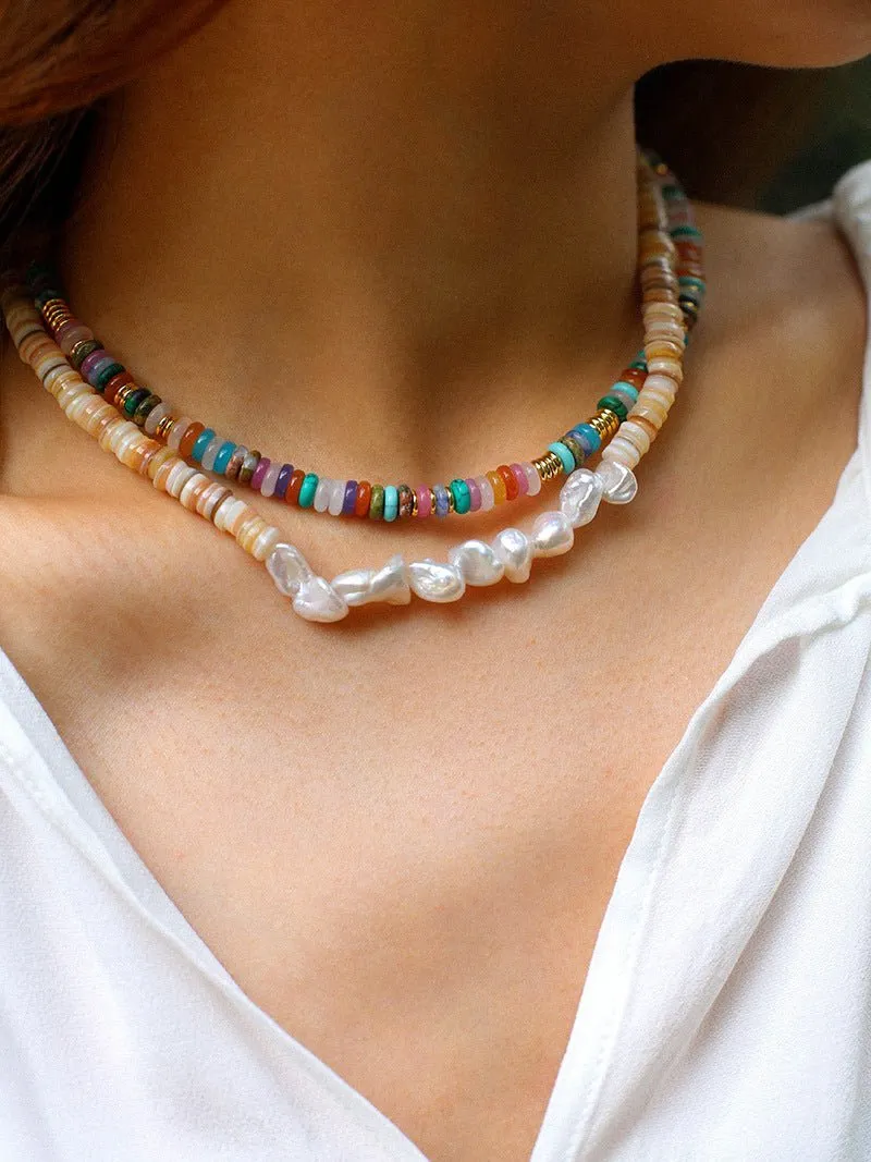 Natural Stone Colorful Beaded Necklace