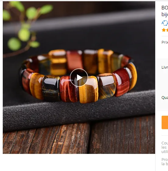 Natural Tiger Eye Stone Hand Row Bracelet - Red Yellow Blue