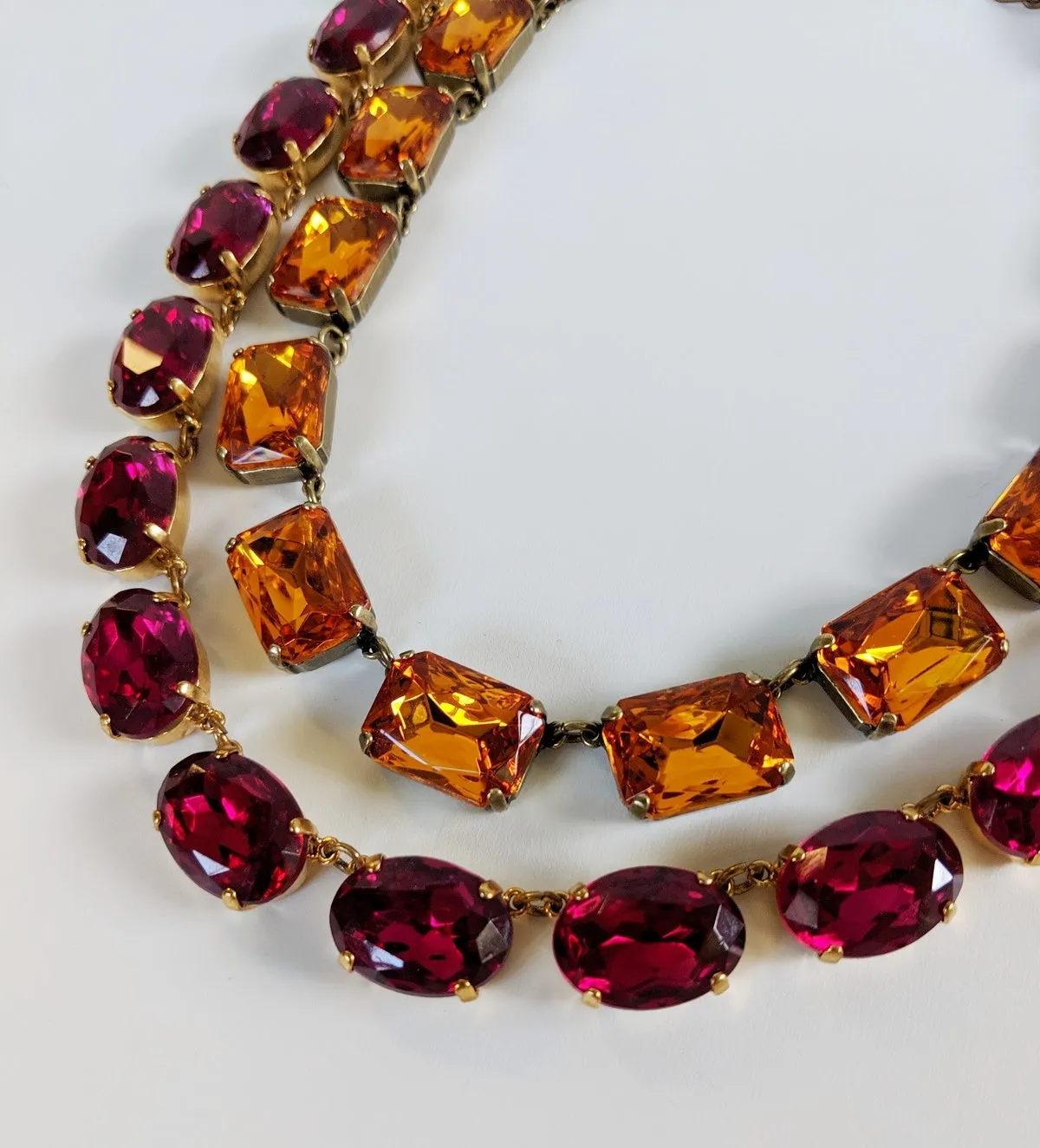 Orange Topaz Collet Necklace - Large Octagon