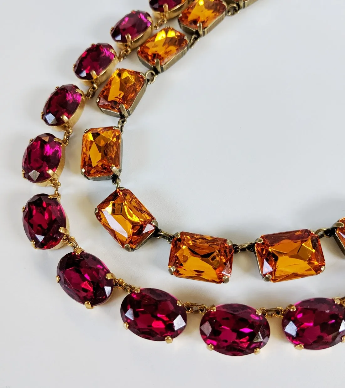 Orange Topaz Collet Necklace - Large Octagon