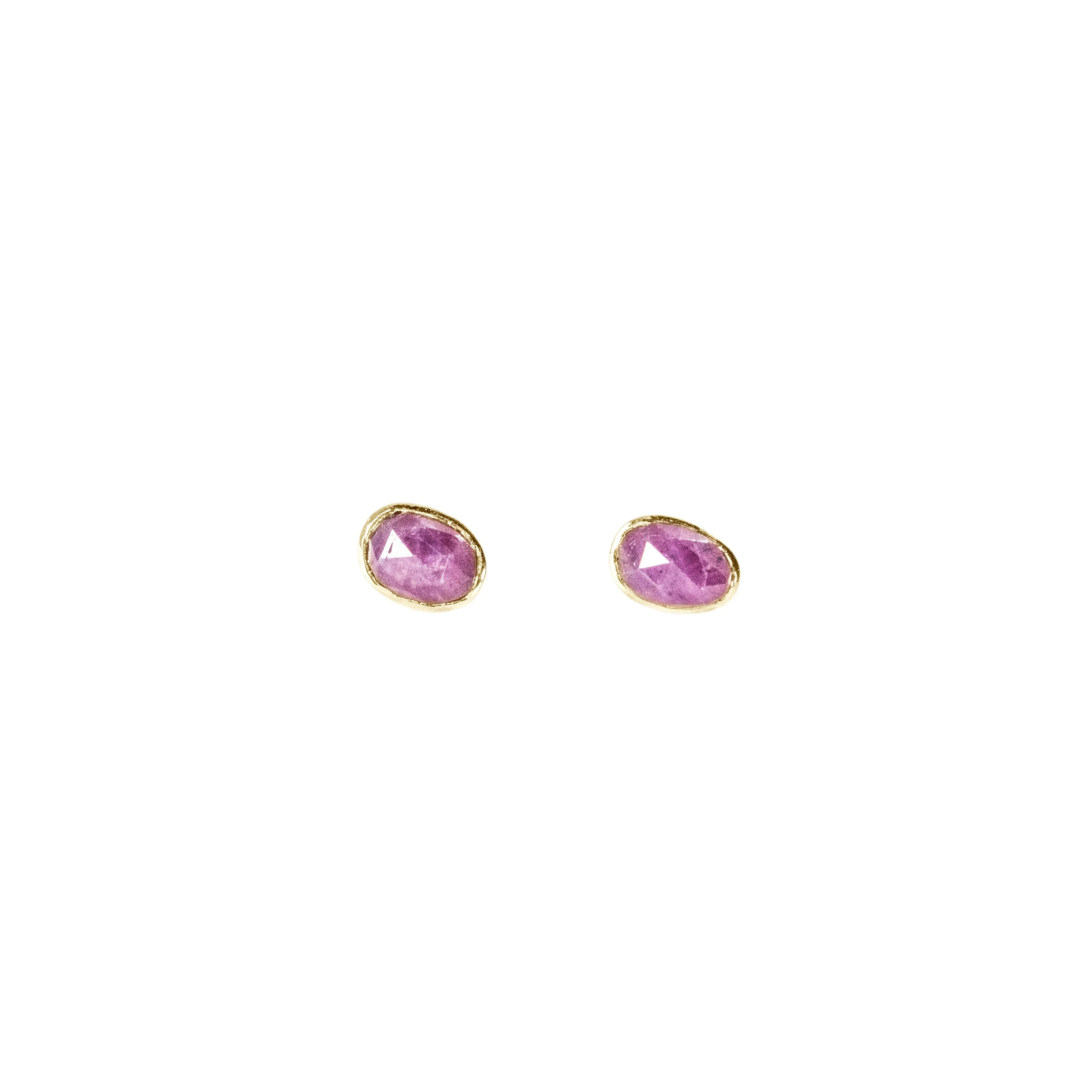 Organic Set Gemstone Stud Earrings