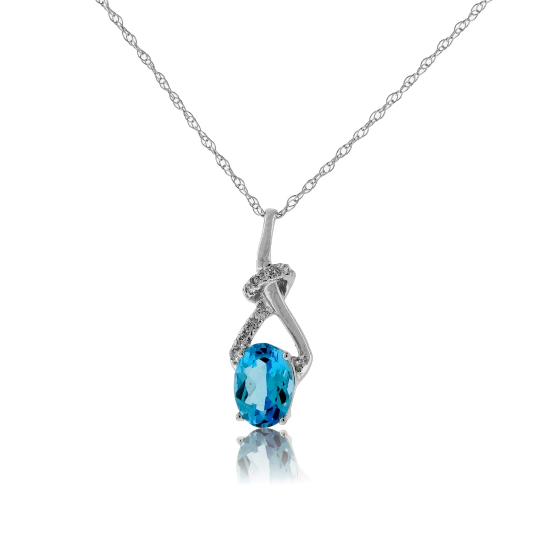 Oval Blue Topaz & Diamond Pendant