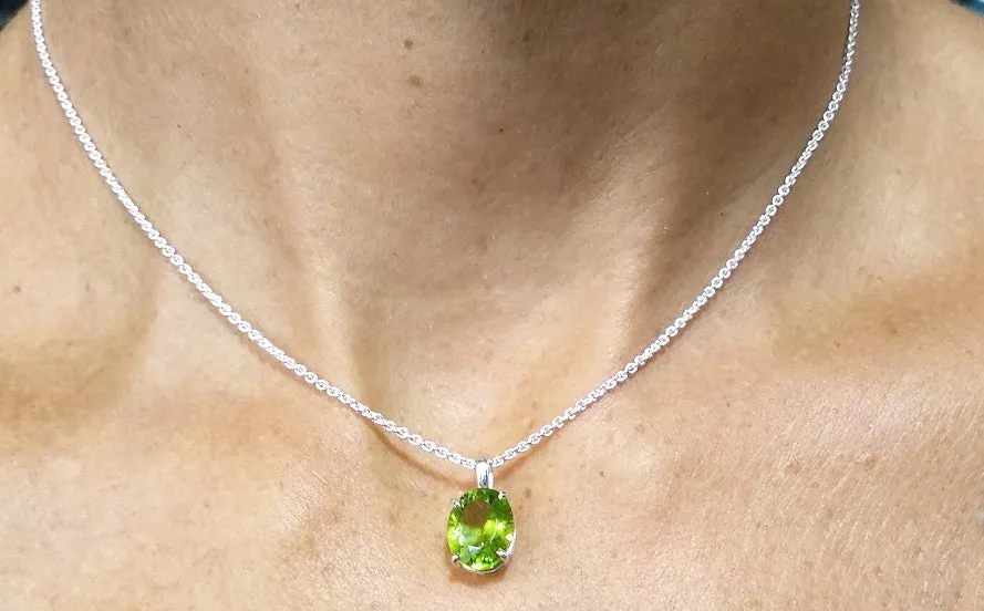 Oval Peridot in Basket Setting Pendant by Rubini Jewelers