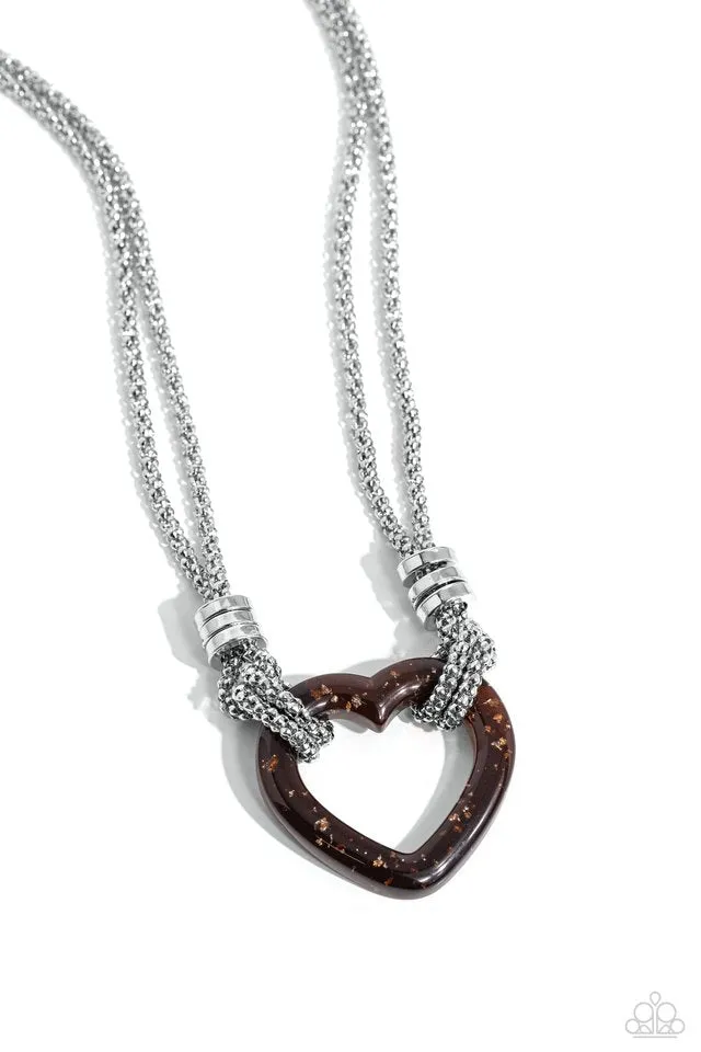 Paparazzi Necklace ~ Lead with Your Heart - Brown