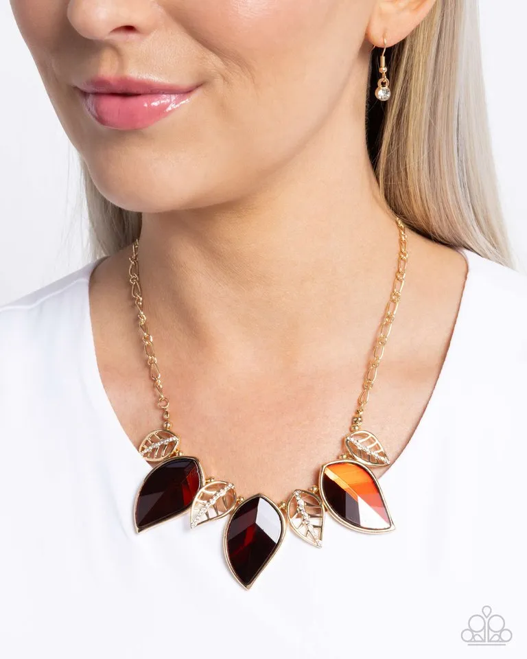 Paparazzi Necklace ~ Leafy Leader - Brown