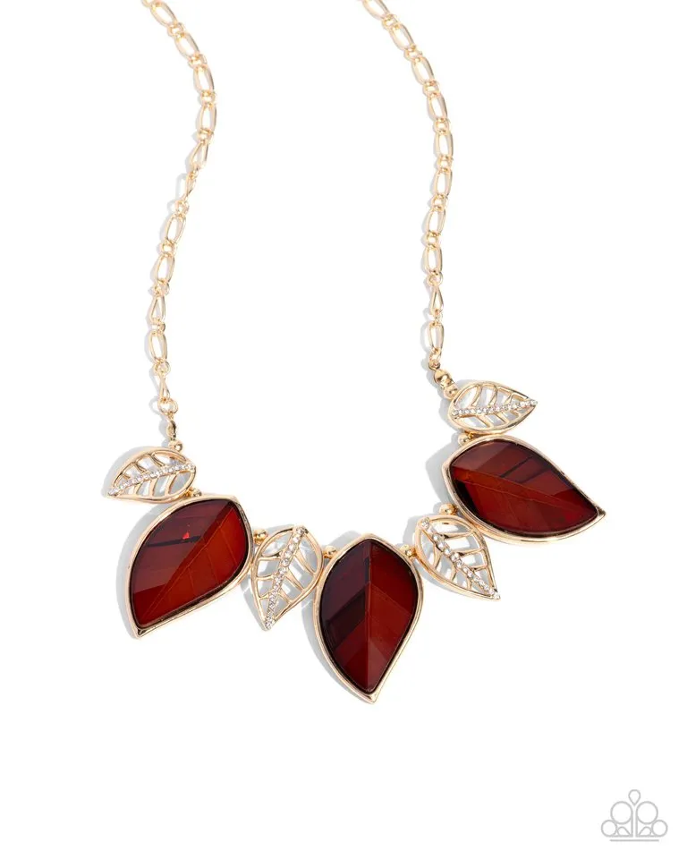 Paparazzi Necklace ~ Leafy Leader - Brown