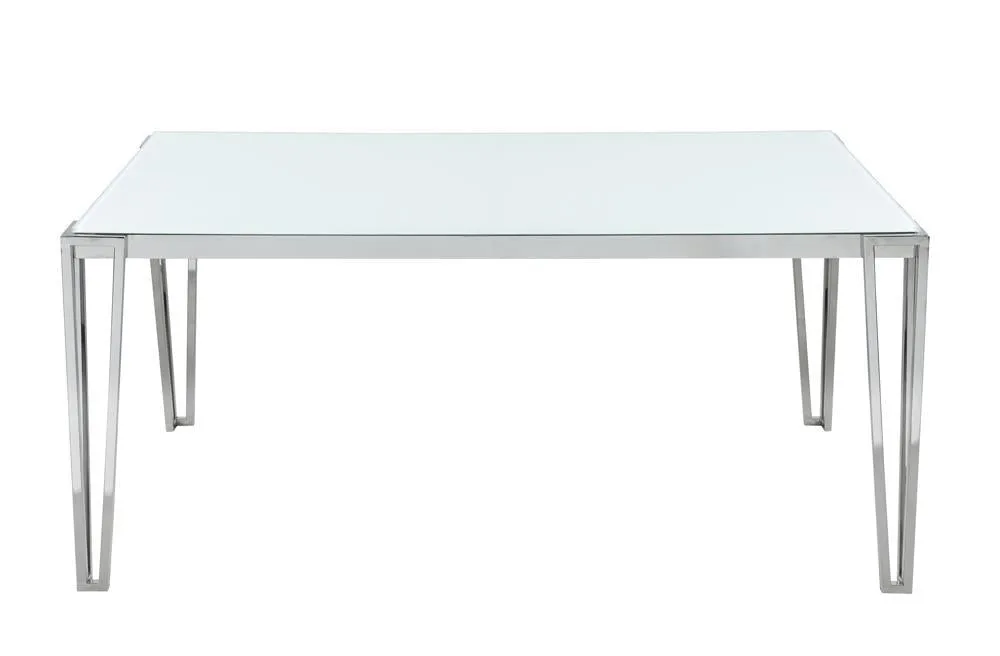 Pauline Rectangular Dining Table with Metal Leg White and Chrome