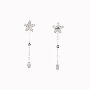 Pavé Diamond Flower Chain Drop Earrings