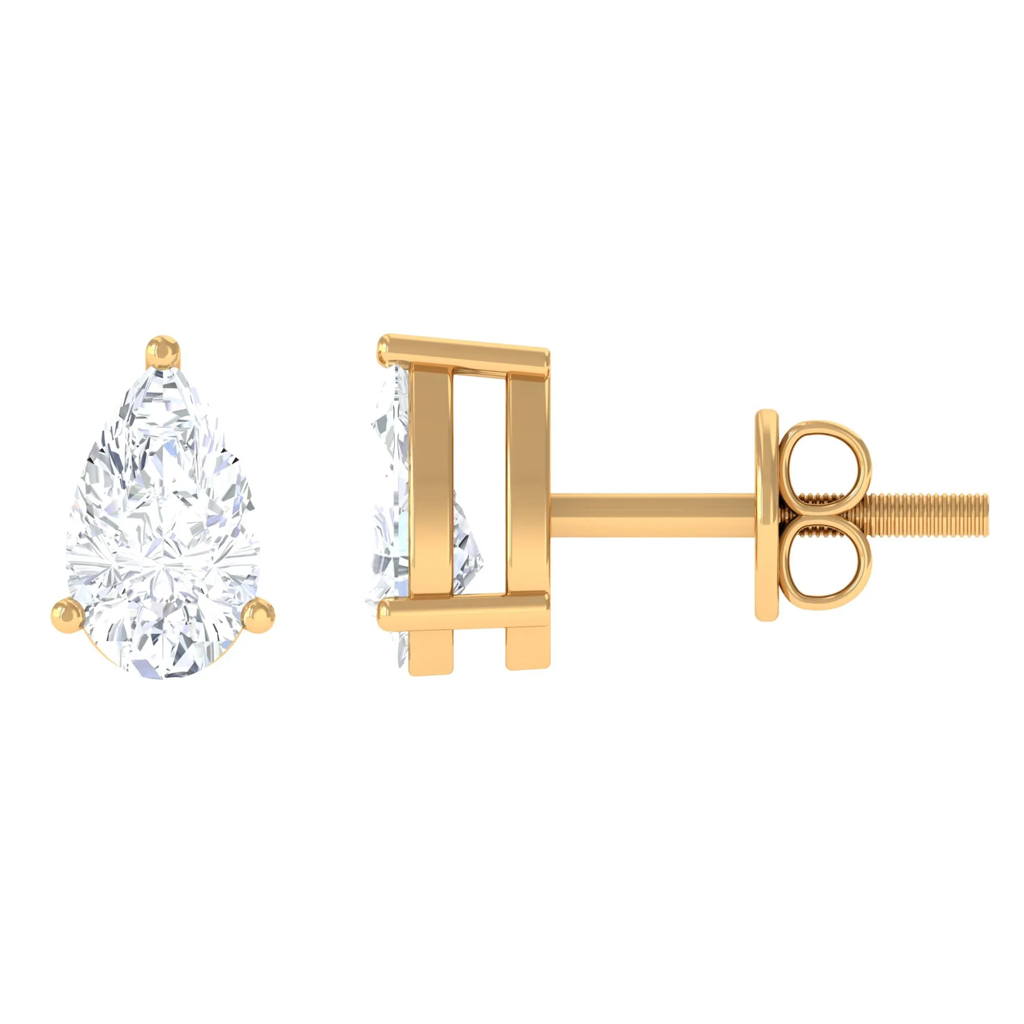 Pear Cut Diamond Solitaire Stud Earrings