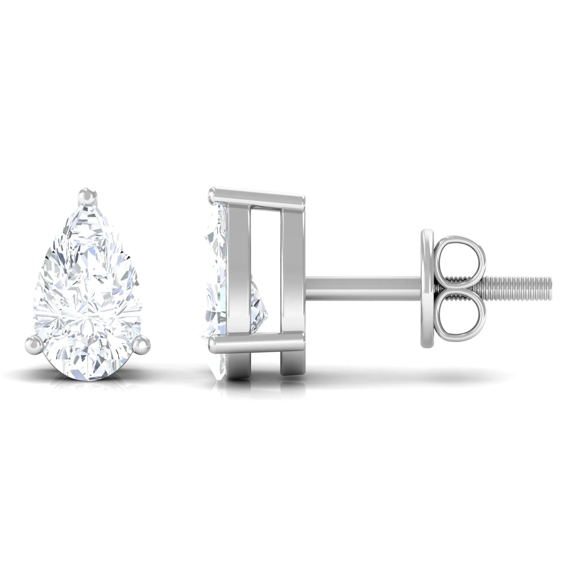 Pear Cut Diamond Solitaire Stud Earrings