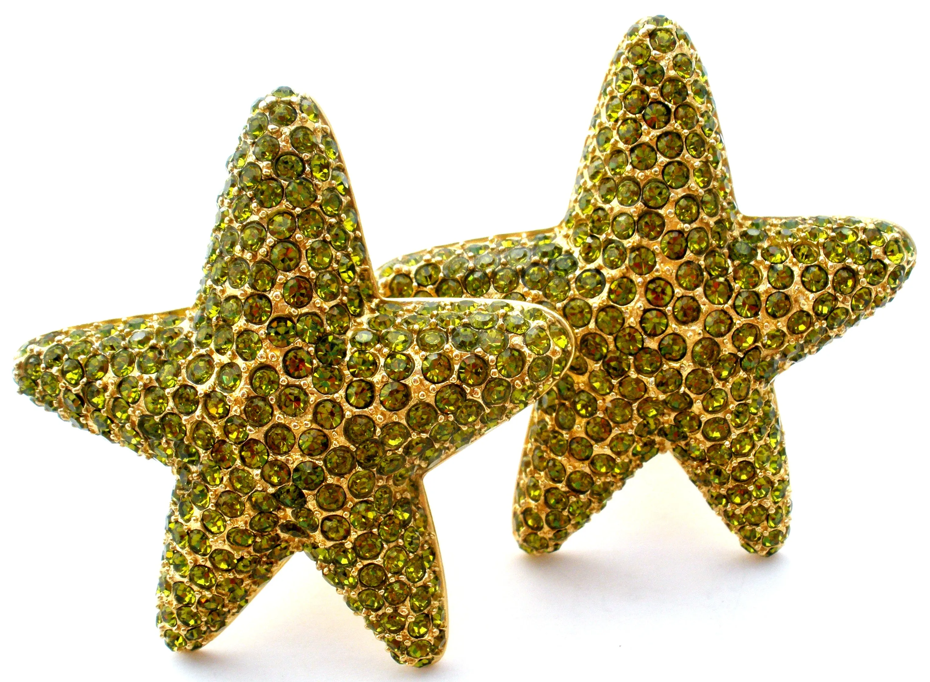 Peridot Green Rhinestone Starfish Earrings by Guy Laroche