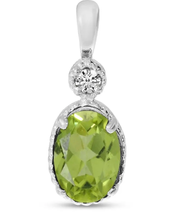 Peridot Millgrain Birthstone Pendant