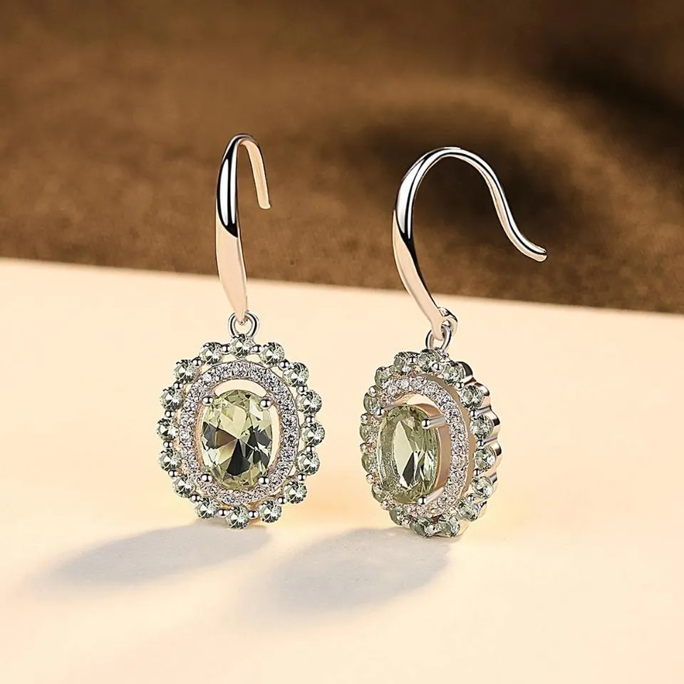 Peridot Simulant Silver Earrings