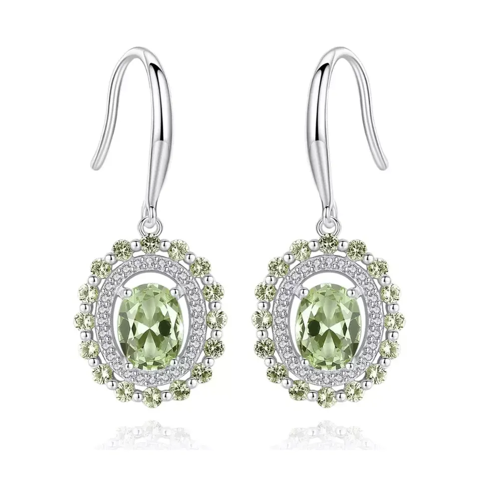 Peridot Simulant Silver Earrings