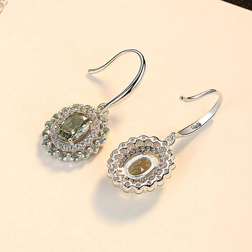 Peridot Simulant Silver Earrings