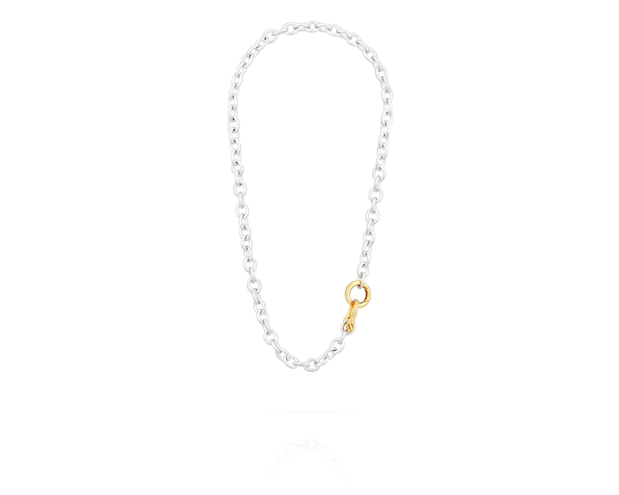 Petite Shackle Chain Necklace | Gold Diamond