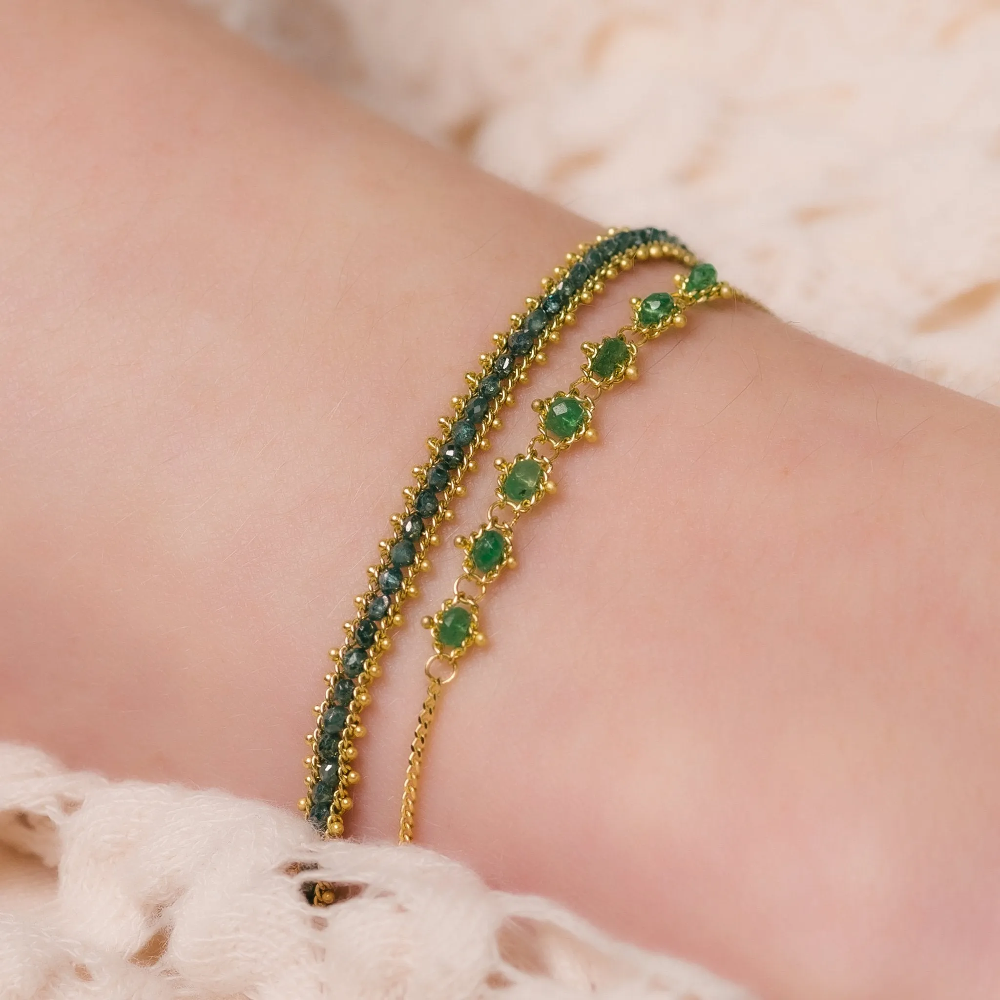 Petite Textile Bracelet in Emerald