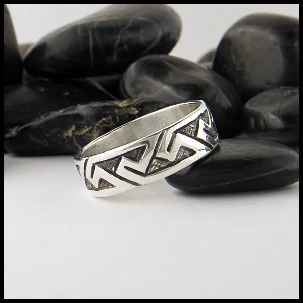 Pictish Key Pattern Ring in Sterling Silver