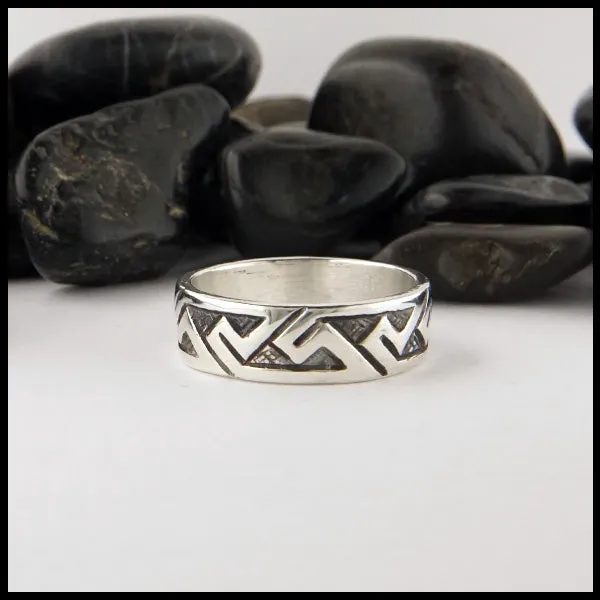 Pictish Key Pattern Ring in Sterling Silver