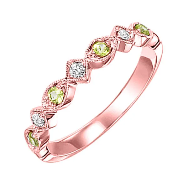 Platinum White Diamond 1/20Ctw & Peridot 1/5Ctw Ring