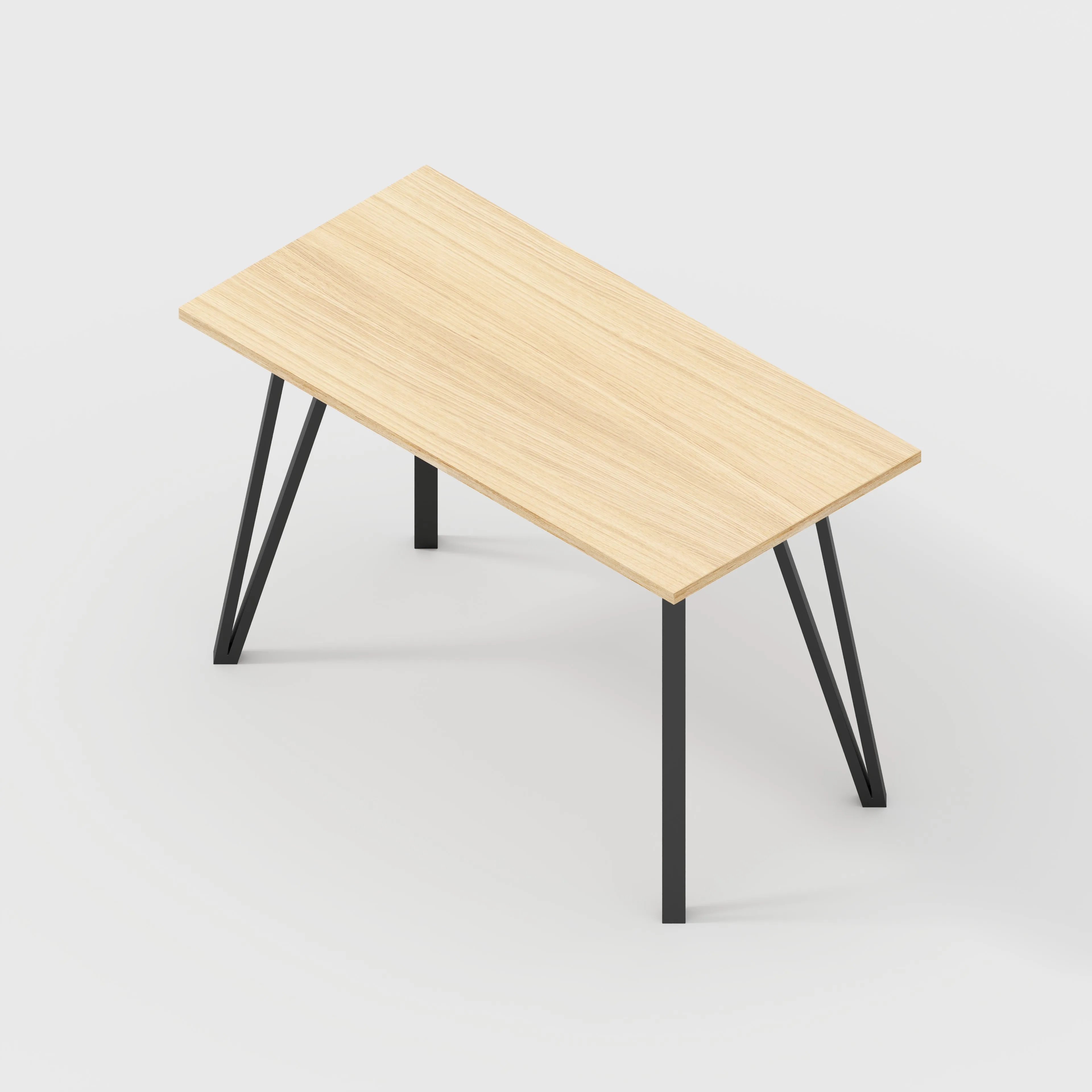 Plywood Desk with Black Box Hairpin Legs - Plywood Oak - 1200(w) x 600(d) x 735(h)