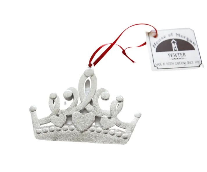 Princess Crown Gifts - Crown Christmas Ornament Pewter