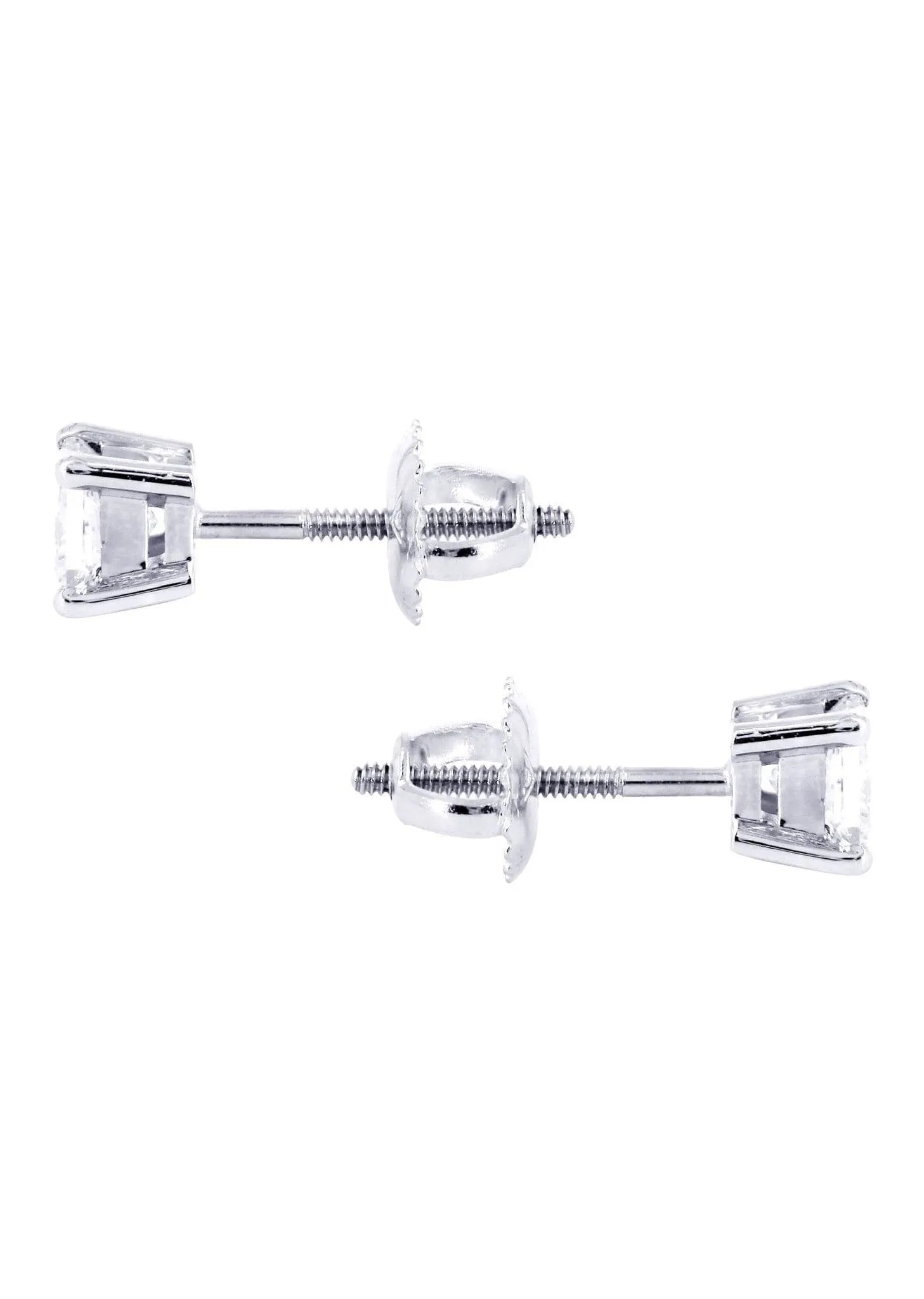 Princess Cut Diamond Stud Earrings For Men | 14K White Gold | 0.25 Carats