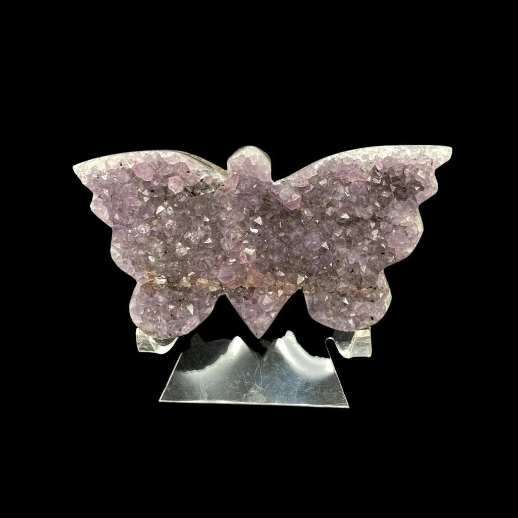 Purple Amethyst Butterfly Shape Druzy Crystal Cluster