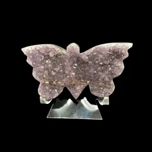 Purple Amethyst Butterfly Shape Druzy Crystal Cluster