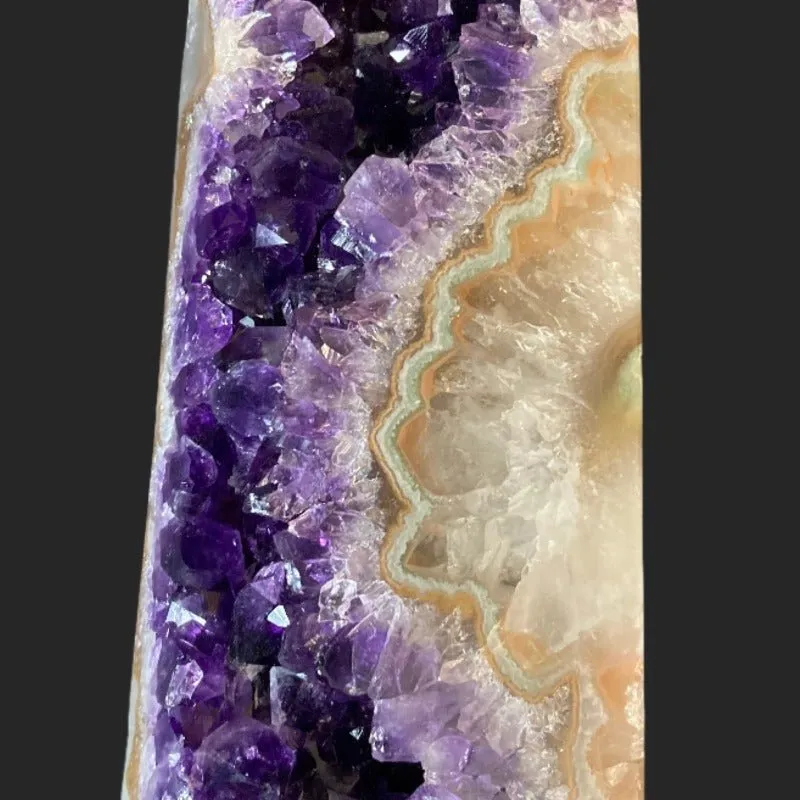 Purple Amethyst Druzy And Agate Geode Tower