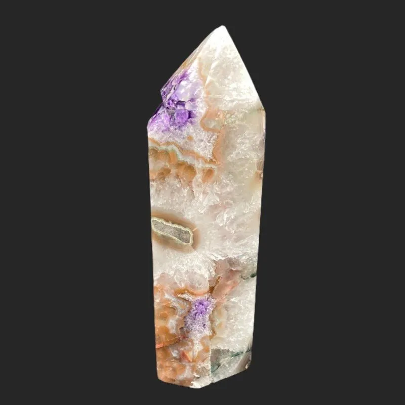 Purple Amethyst Druzy And Agate Geode Tower