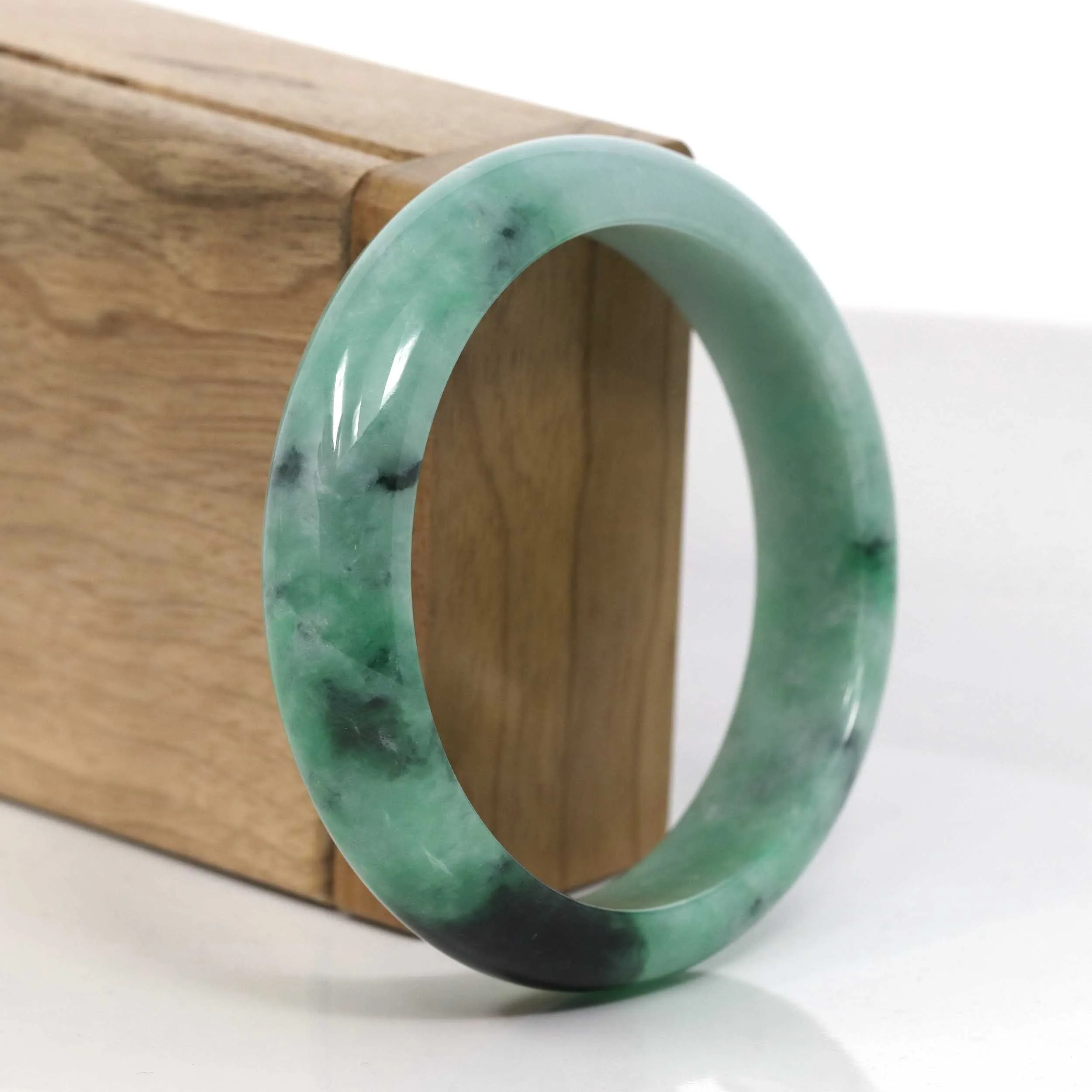 "Classic Bangle" Forest Green Genuine Jadeite Jade Bangle (58 mm ) #956