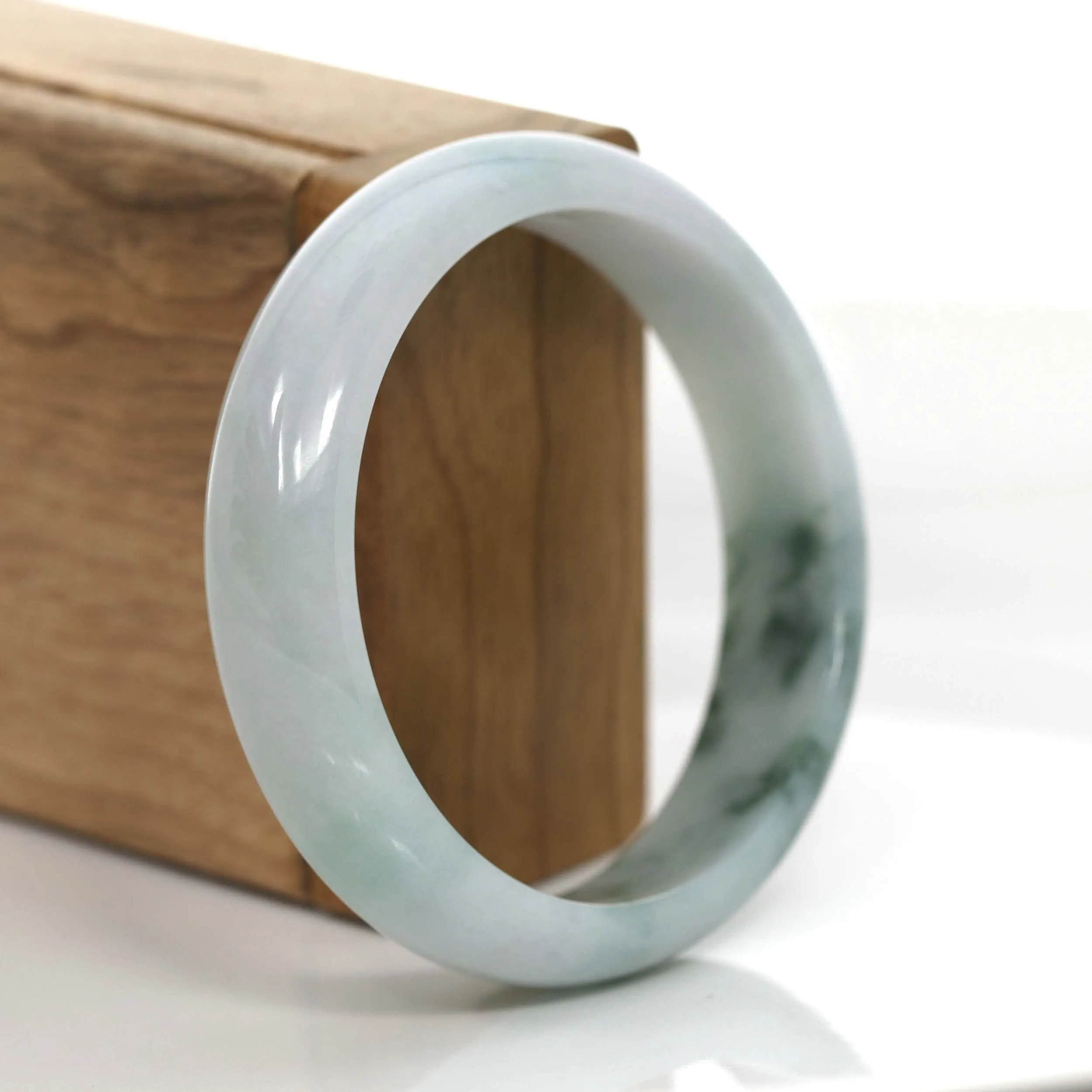 "Classic Bangle" Forest Green Jadeite Jade Bangle (58.71 mm) #718