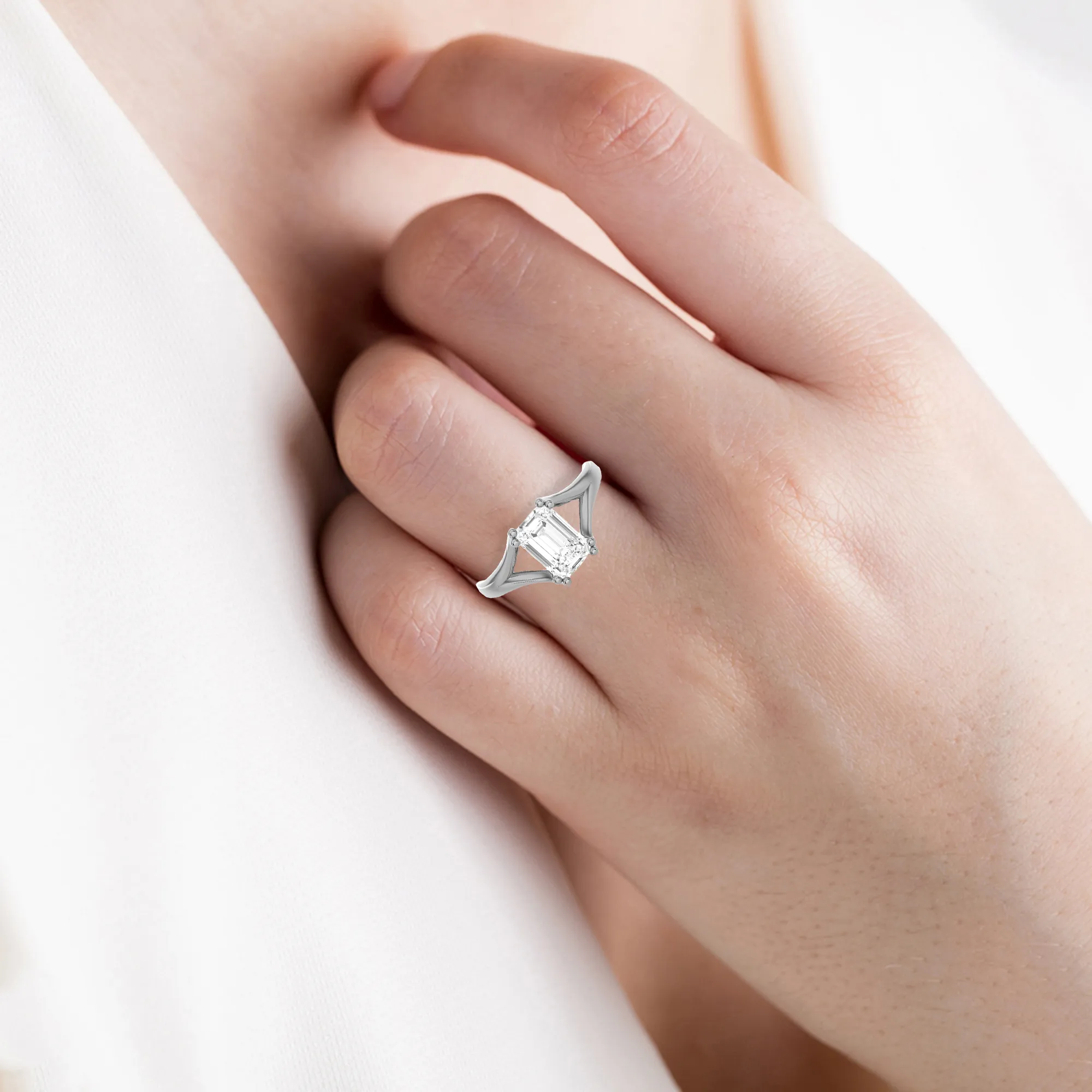 Radiant-Cut Lab Grown Diamond Solitaire Engagement Ring