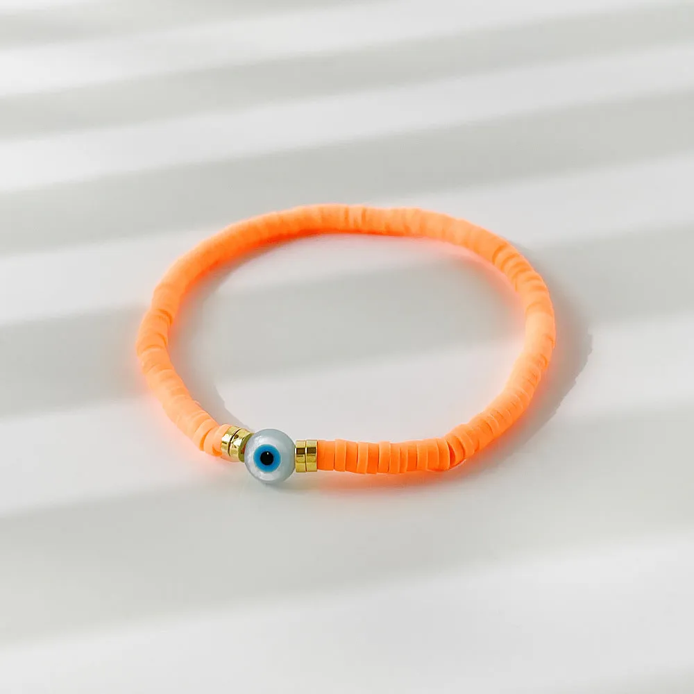 Rainbow Candy Clay Bead Eye Bead Bracelet