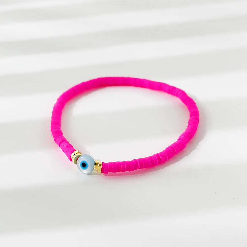 Rainbow Candy Clay Bead Eye Bead Bracelet