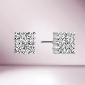 Ready to Ship Mini Square Diamond Stud Earrings (0.45 ct.) in 18K Gold, Made in Italy