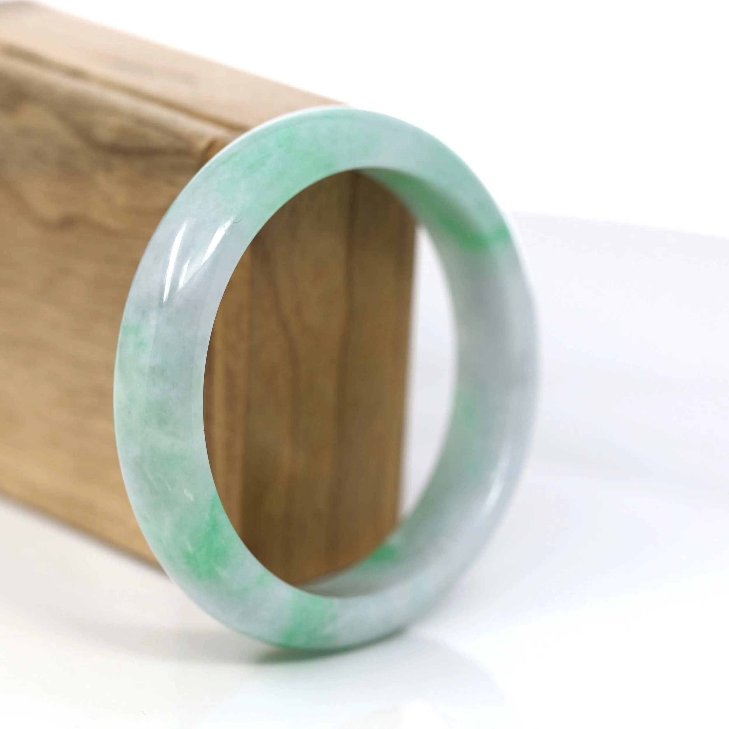 RealJade® Co. "Classic Bangle" Genuine Jadeite Jade Green Bangle Bracelet (59.39mm)#875