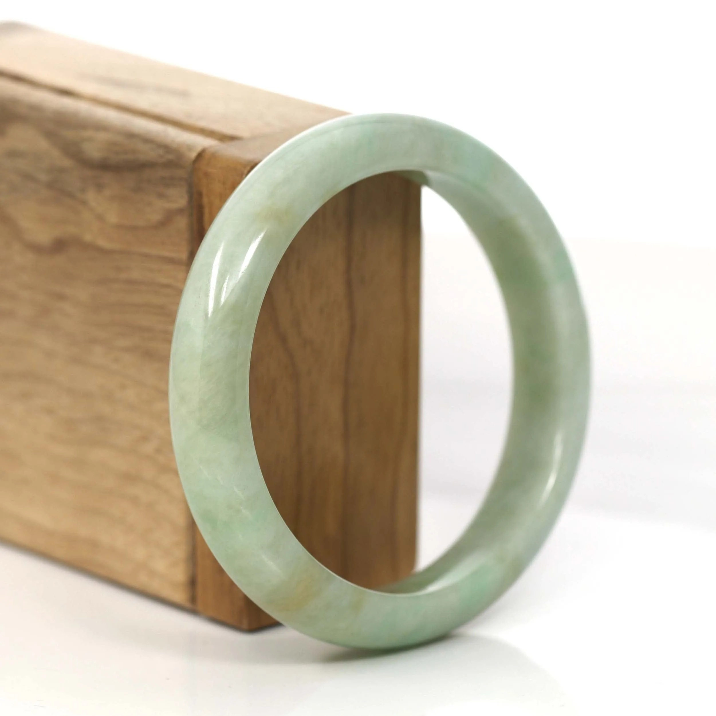 RealJade® Co.  "Classic Bangle" Yellow Green Natural Burmese Jadeite Jade Bangle (57.59 mm) #759