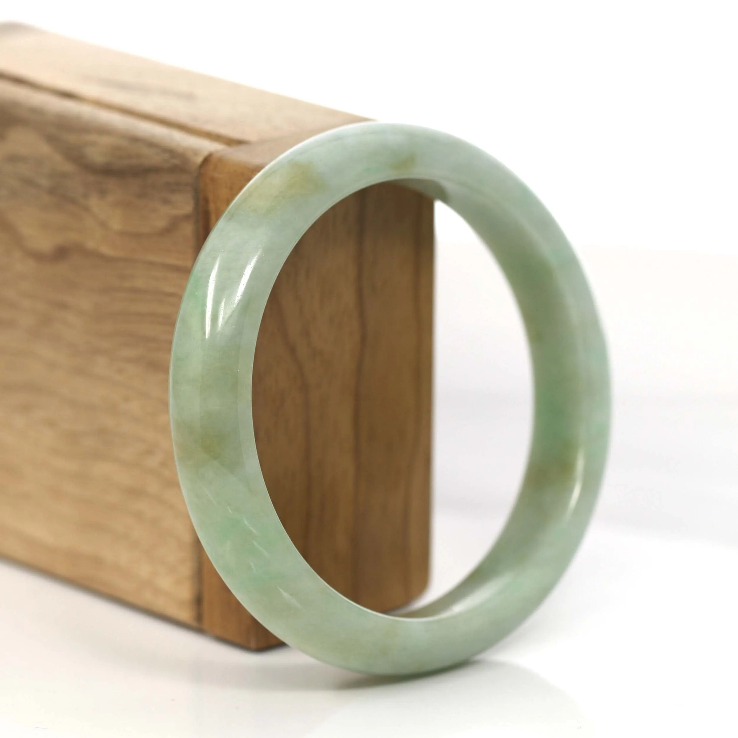 RealJade® Co.  "Classic Bangle" Yellow Green Natural Burmese Jadeite Jade Bangle (57.59 mm) #759