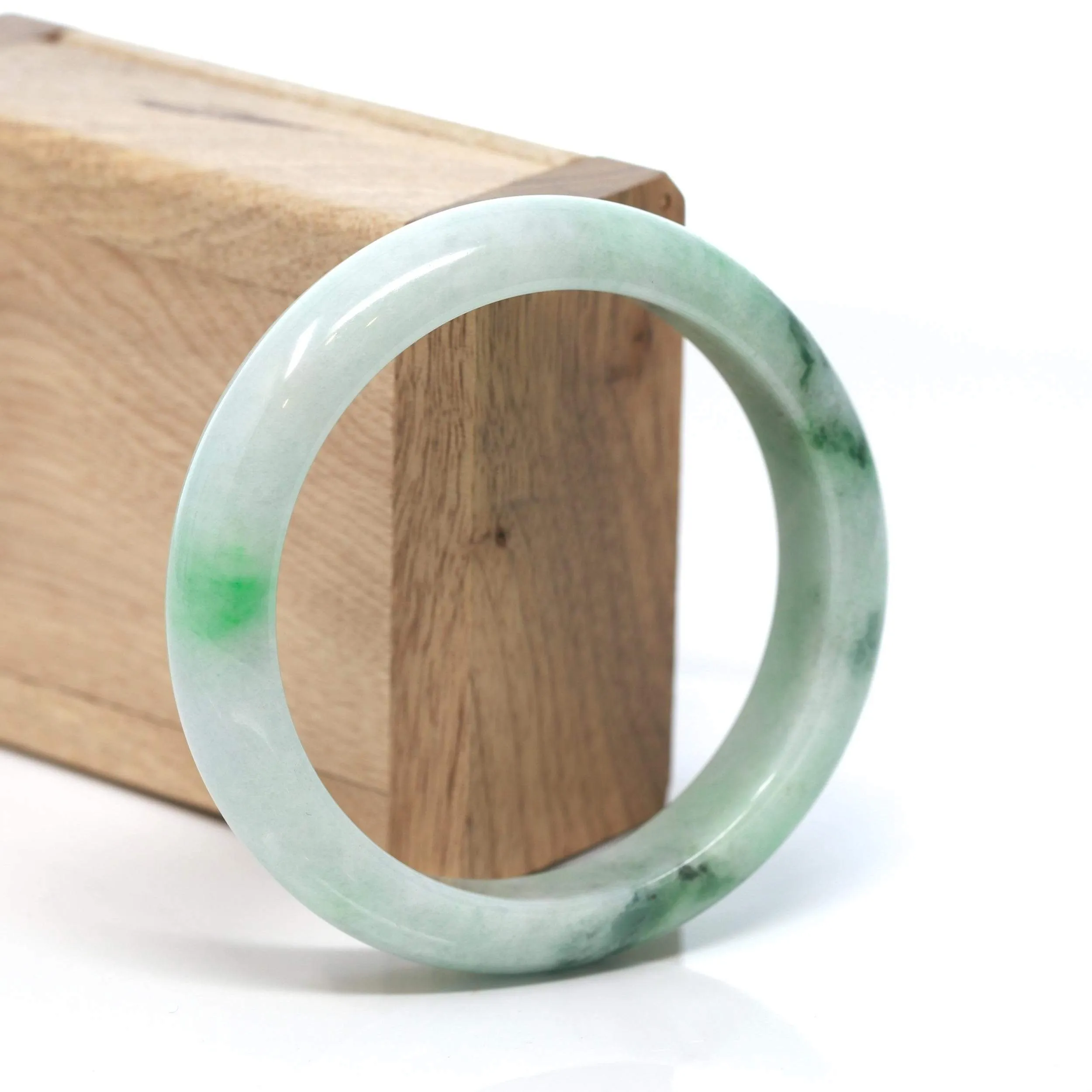 RealJade® "Classic Bangle" Genuine Burmese Green Jadeite Jade Bangle Bracelet (58.2 mm) #167