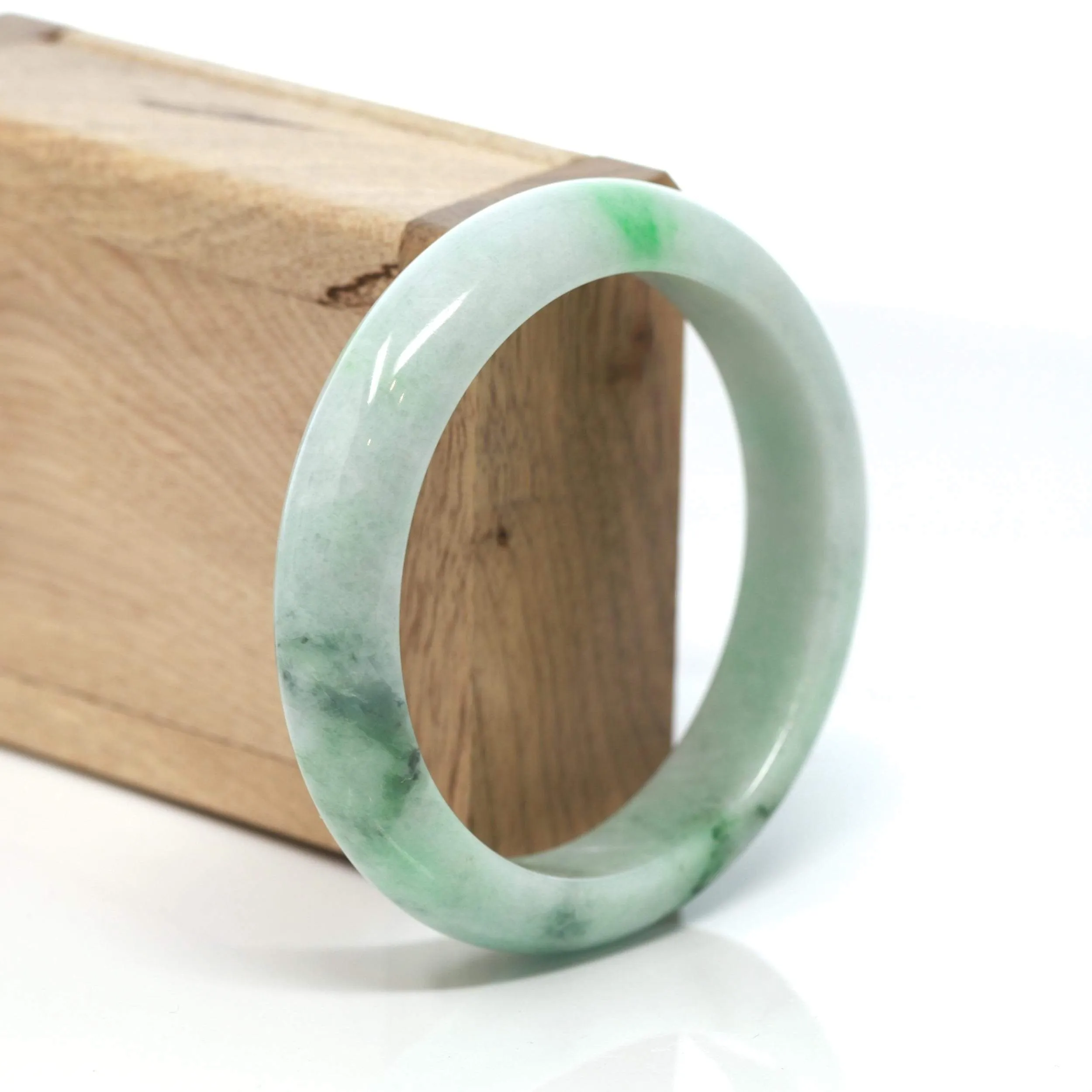 RealJade® "Classic Bangle" Genuine Burmese Green Jadeite Jade Bangle Bracelet (58.2 mm) #167